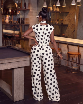Polka Dot side pocket wide leg set