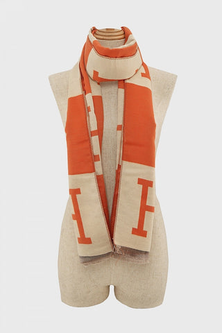 Large Check Monogram Print Reversible Long Scarf