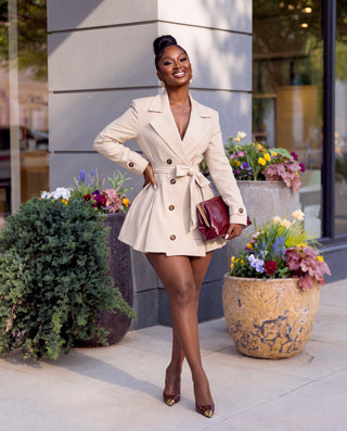 Lydia double-breasted belted coat dress