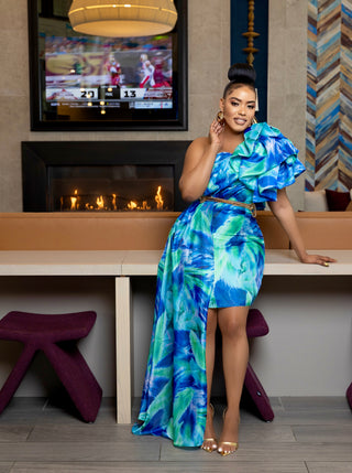 BLUE JOCELIN STATEMENT DRESS