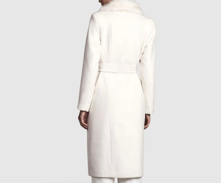 Faux Fur Collar Belted Midi Coat
