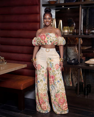 Always The Moment  Floral Print Two-Piece Wide-Leg set