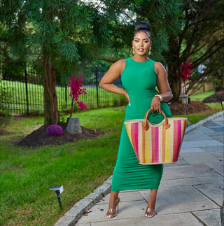 GREEN RALENE RUCHED DRESS