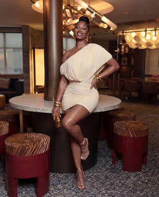 Asymmetrical Ruched Mini Dress