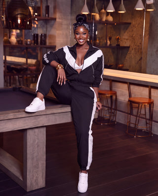 Color Block Jacket And Jogger Pants Set
