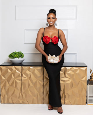 Floral Appliqué Bustier Gown