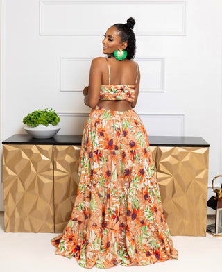 FLORAL PRINT TIERED MAXI DRESS