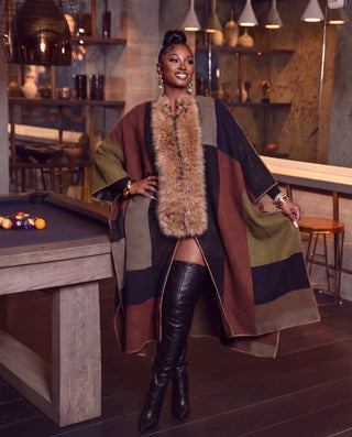 PLUSH FAUX FUR CAPE