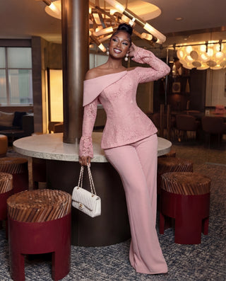 Rosy Double-breasted Blazer set