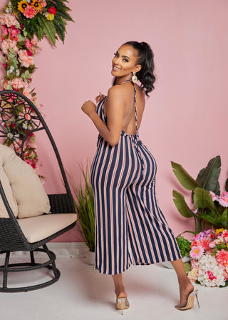 Willma Stripe Front Knot Jumpsuit