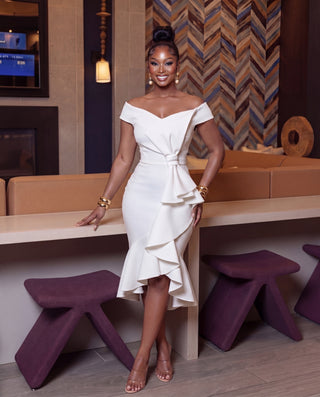Body Sculpting Midi Dress - Ivory
