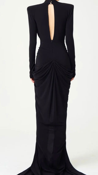 JOLYNE DRAPED GOWN WITH GOLD DETAIL