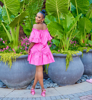 OFF SHOULDER TIERED RUFFLE FLORAL MINI DRESS