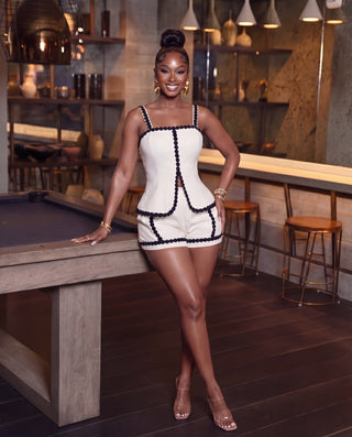 Natural Piping two-piece set ( with side pockets )