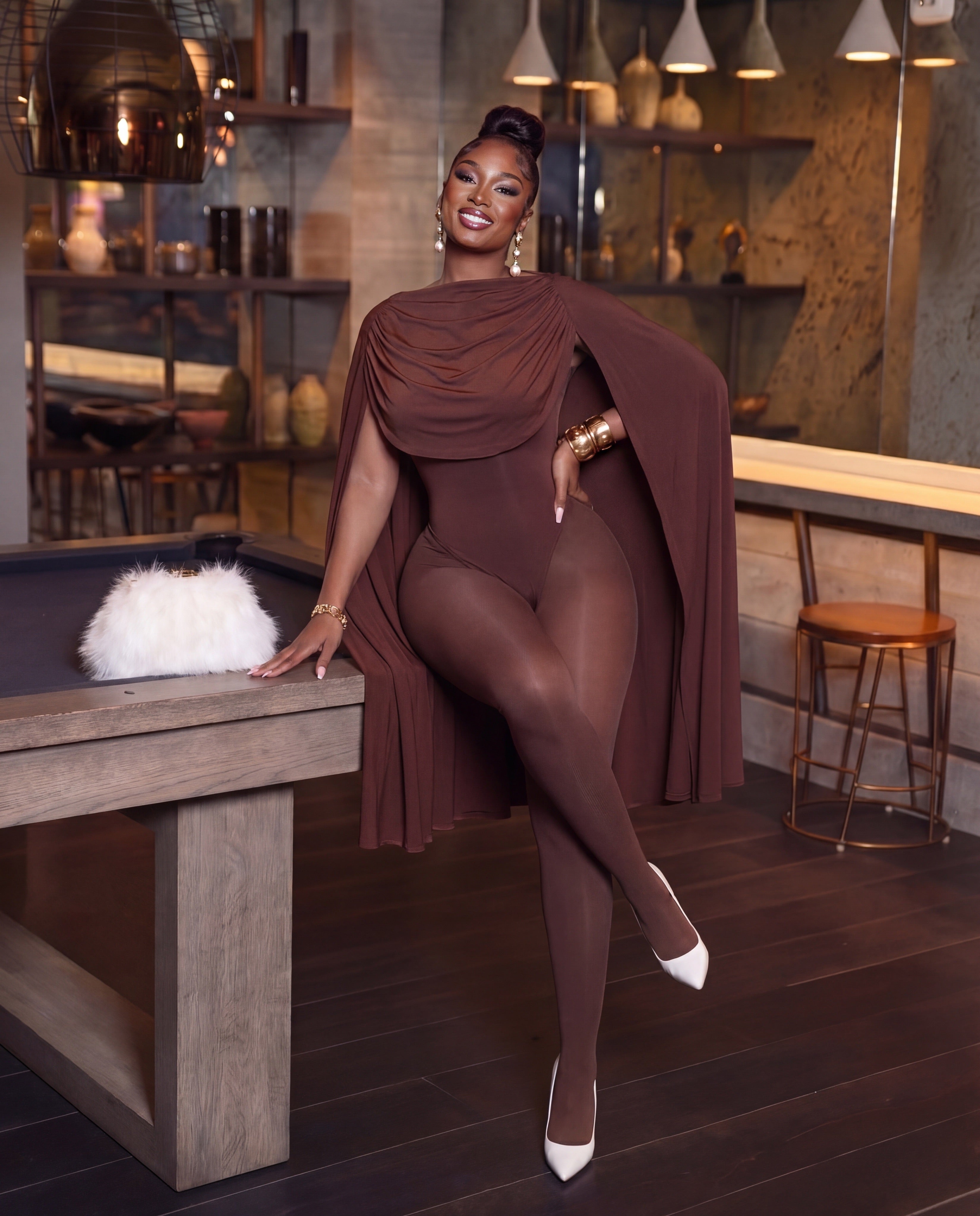 Miss Drama Queen Draped High Neck Bodysuit – Nalu Boutique
