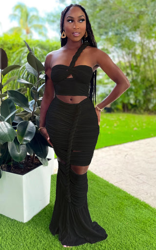 AMILA BRAIDED DRESS BLACK