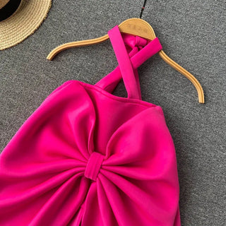Oversized cross neck bow top