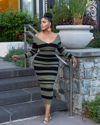 Olive stripe dress