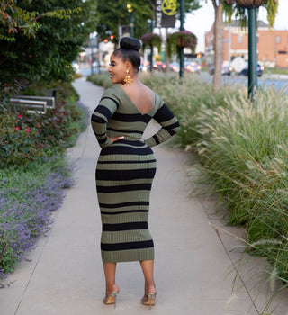 Olive stripe dress