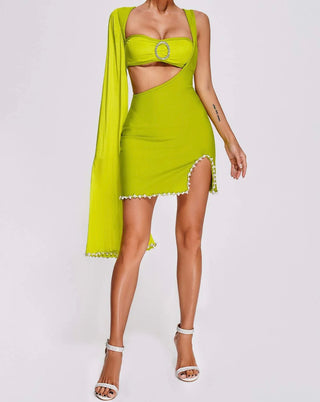 Ursula One Shoulder Pearl Mini Bandage Dress