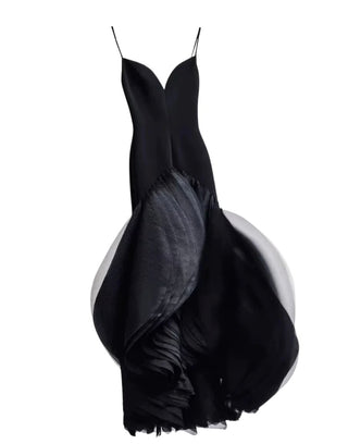 Black voluminous sculpting Petal dress