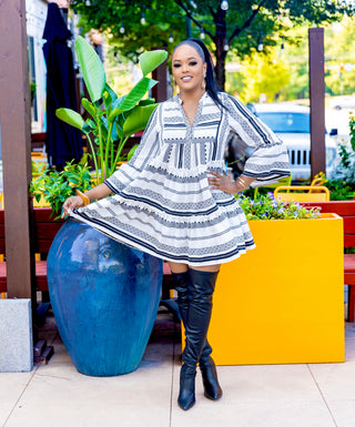 Black white Aztec print Charlie dress