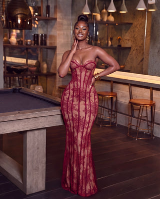 Dina Burgundy maxi dress