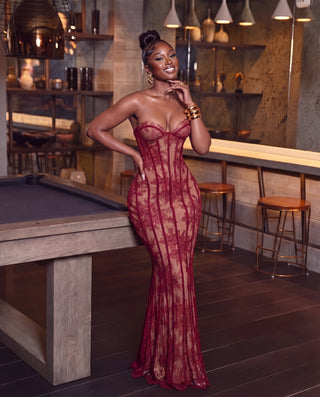 Dina Burgundy maxi dress
