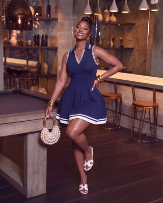 Callie Blue Collared Sleeveless Tennis Dress
