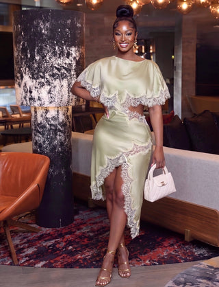 luminous satin dress