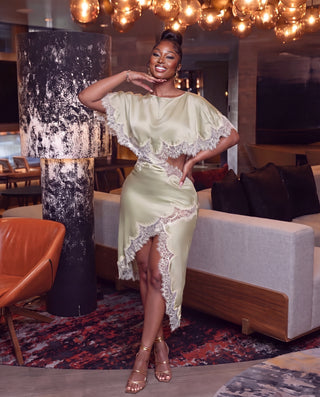 luminous satin dress