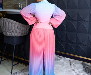 Tracey pleated blazer set (pink)
