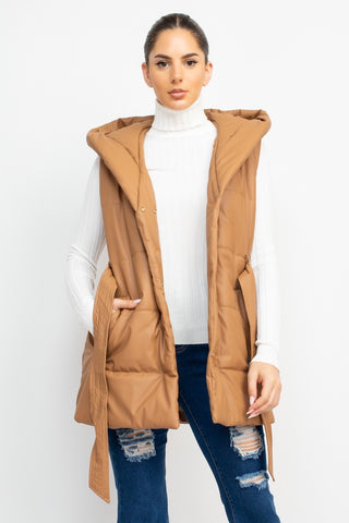 Mid-Length Hooded Puffer Vest