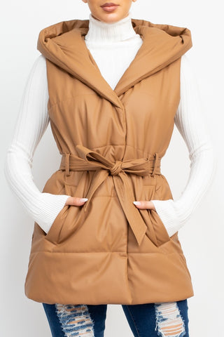 Mid-Length Hooded Puffer Vest