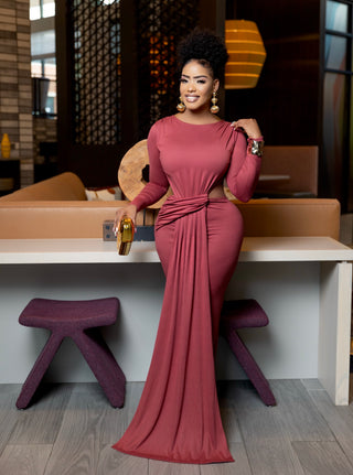 Helsa drape front Matte maxi dress