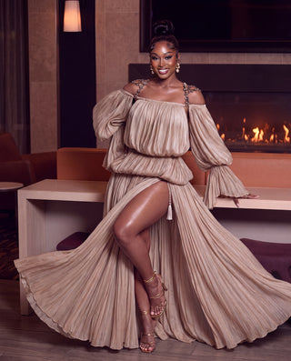 Kimalla Dramatic Sleeve Tassel Maxi Dress