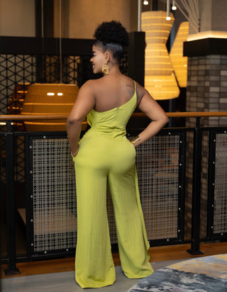 Spring brunch linen overlay jumpsuit