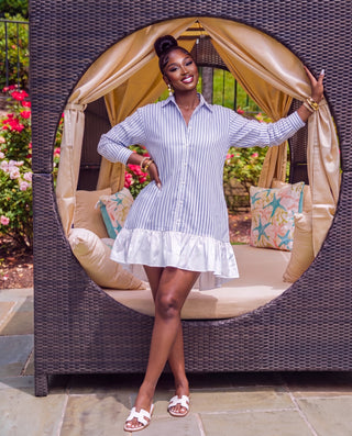 Striped Button Down Shirt Dress