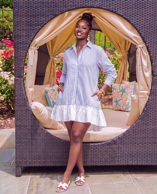 Striped Button Down Shirt Dress