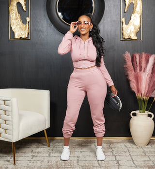 Corset-Like Hoodie Jacket and Jogger Pants Set