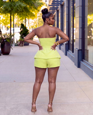 Matilda Two-Piece Tailored Bustier Top and Short Set