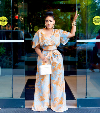 Tropical Wide Leg Pants Set