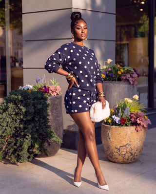 Blue Polka Dot Fleece Set