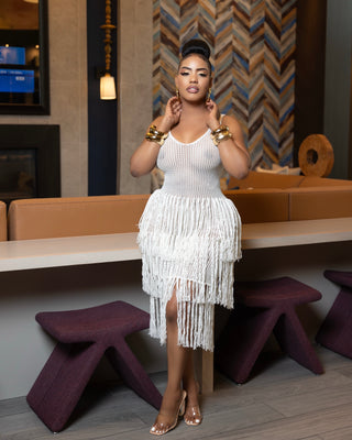 Sleeveless Fringe Knitted Maxi Dress