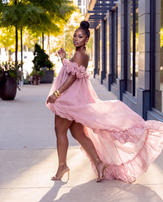 Be unforgettable Flower Off Shoulder Asymmetric Maxi Dress
