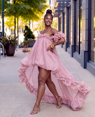 Be unforgettable Flower Off Shoulder Asymmetric Maxi Dress