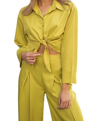 Chartreuse Yellow-Green Two-Piece Pant Set