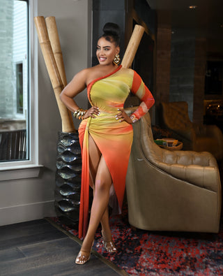 Sunset Mirage Asymmetric dress