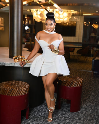 Ivory Luxe Peplum Mini dress
