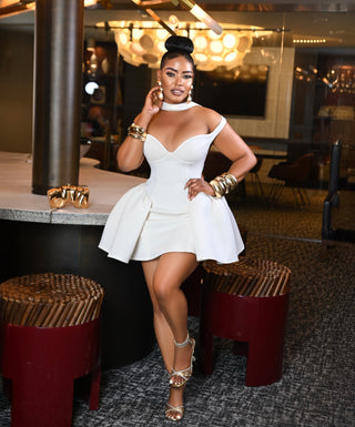 Ivory Luxe Peplum Mini dress